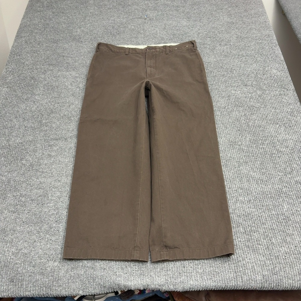 Uniqlo Pants Mens 35 Brown Cotton Wide Leg Chino Casual Workwear Minimalist